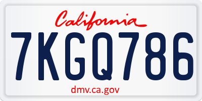 CA license plate 7KGQ786