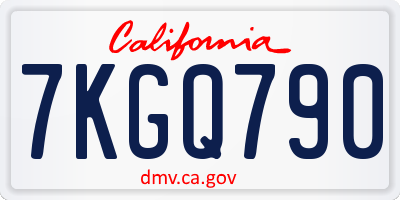 CA license plate 7KGQ790