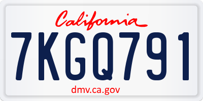 CA license plate 7KGQ791