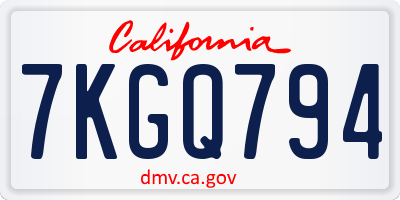 CA license plate 7KGQ794