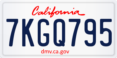 CA license plate 7KGQ795