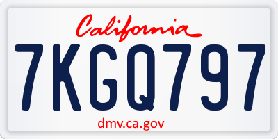 CA license plate 7KGQ797