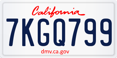 CA license plate 7KGQ799