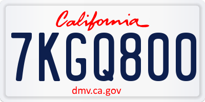 CA license plate 7KGQ800
