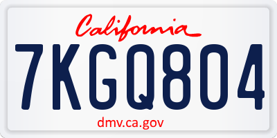 CA license plate 7KGQ804