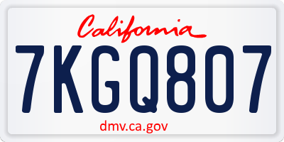 CA license plate 7KGQ807