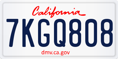CA license plate 7KGQ808