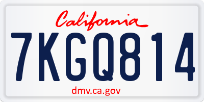CA license plate 7KGQ814