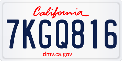 CA license plate 7KGQ816