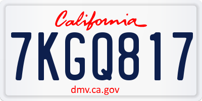 CA license plate 7KGQ817