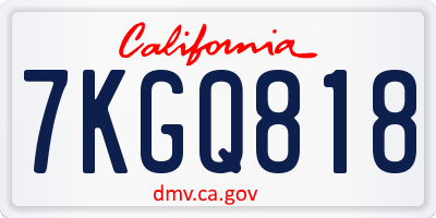 CA license plate 7KGQ818