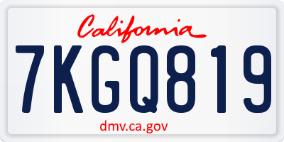CA license plate 7KGQ819