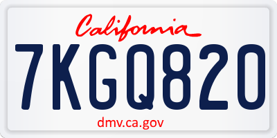 CA license plate 7KGQ820