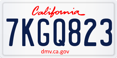 CA license plate 7KGQ823
