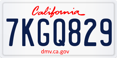 CA license plate 7KGQ829