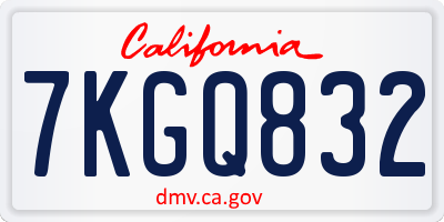 CA license plate 7KGQ832