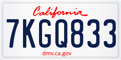 CA license plate 7KGQ833