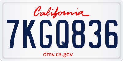 CA license plate 7KGQ836
