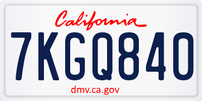 CA license plate 7KGQ840
