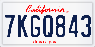 CA license plate 7KGQ843