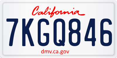 CA license plate 7KGQ846