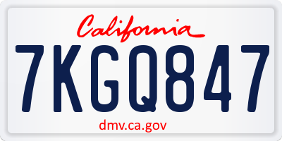 CA license plate 7KGQ847
