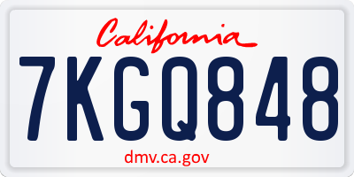 CA license plate 7KGQ848