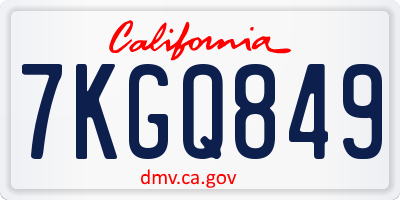 CA license plate 7KGQ849