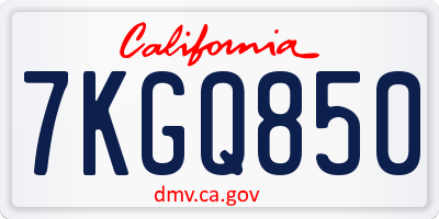 CA license plate 7KGQ850