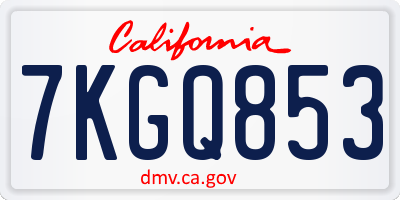 CA license plate 7KGQ853