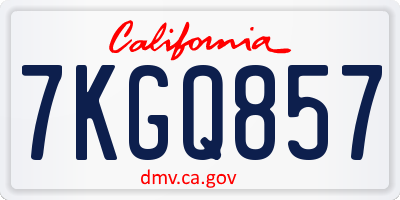 CA license plate 7KGQ857