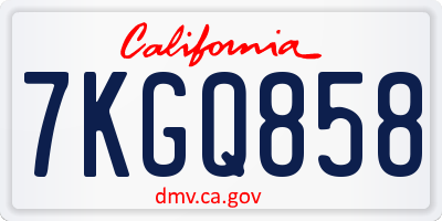 CA license plate 7KGQ858