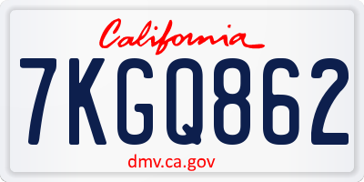 CA license plate 7KGQ862