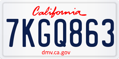 CA license plate 7KGQ863