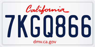 CA license plate 7KGQ866