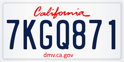 CA license plate 7KGQ871