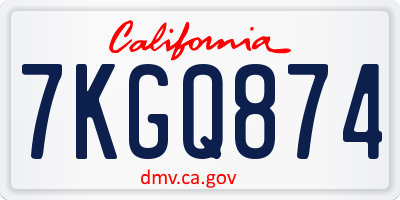 CA license plate 7KGQ874