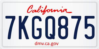 CA license plate 7KGQ875