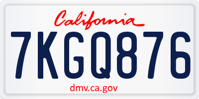CA license plate 7KGQ876
