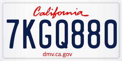 CA license plate 7KGQ880