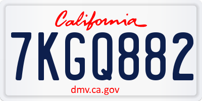 CA license plate 7KGQ882