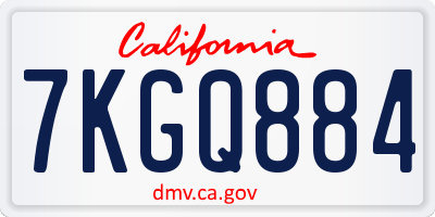 CA license plate 7KGQ884