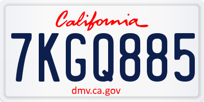 CA license plate 7KGQ885