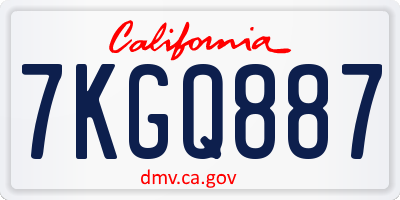 CA license plate 7KGQ887