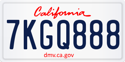 CA license plate 7KGQ888