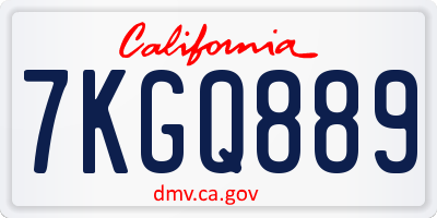CA license plate 7KGQ889