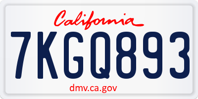 CA license plate 7KGQ893