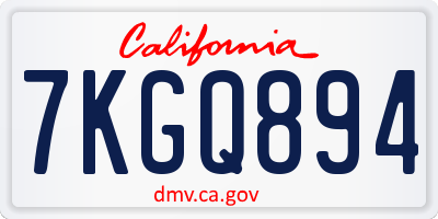 CA license plate 7KGQ894
