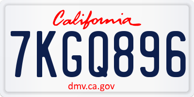 CA license plate 7KGQ896