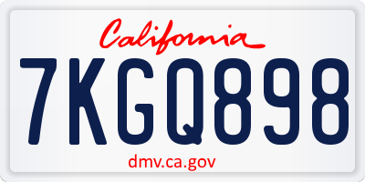 CA license plate 7KGQ898